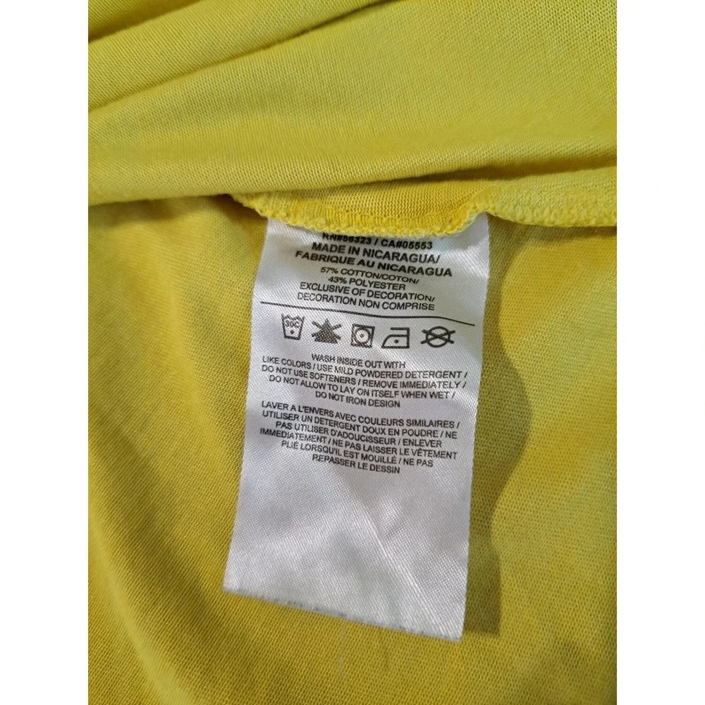 Nike Dri-FIT Womens Yellow Pink Graphic Logo Performance T-Shirt Large L